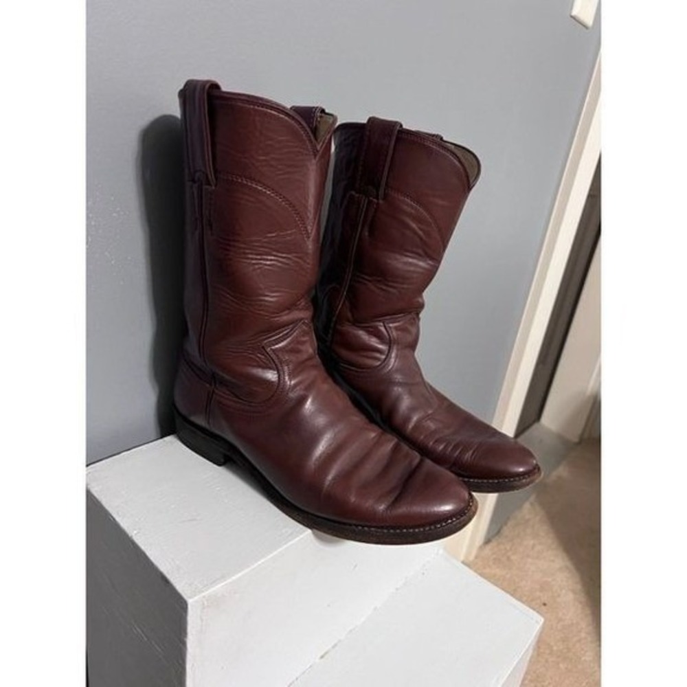 Justin Style L3068 Leather Roper Riding Cowboy Boots Women's Size 5 1/2c - Picture 2 of 6